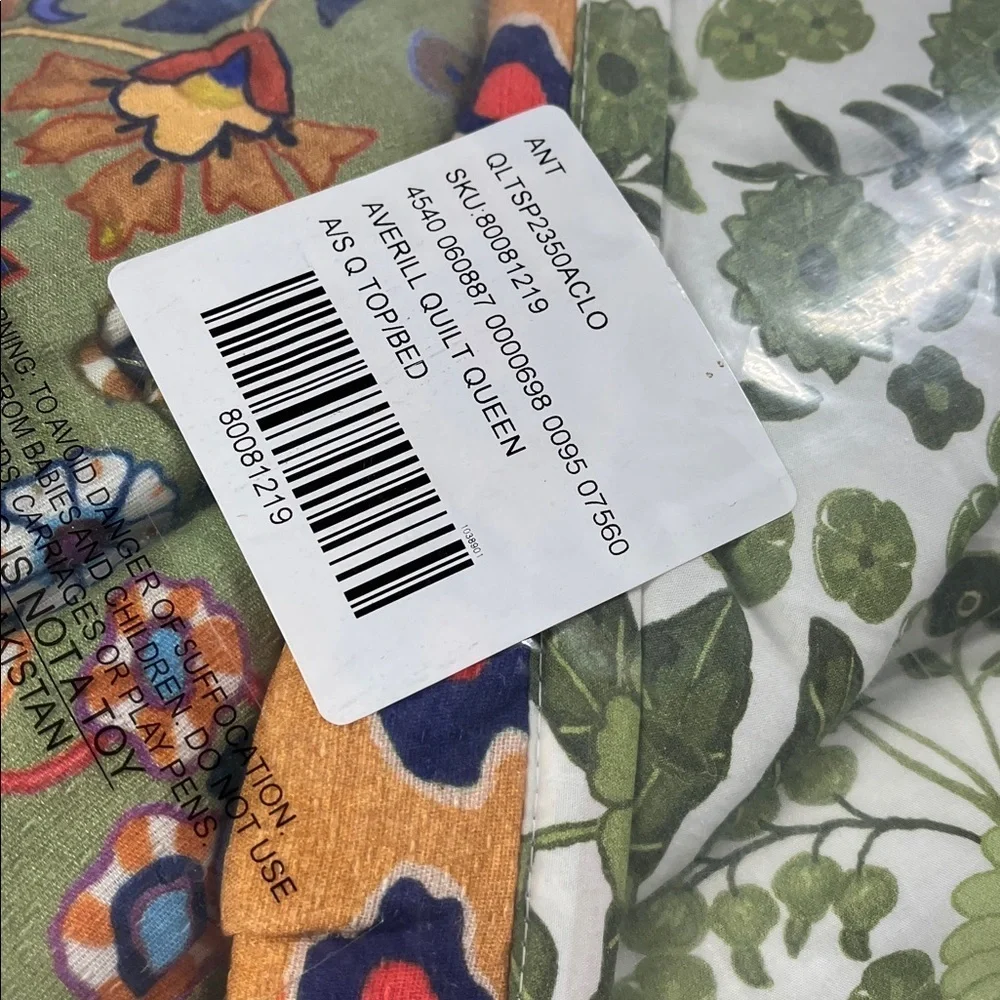 Anthropologie Averill Floral Multicolor Quilt Queen New In Package